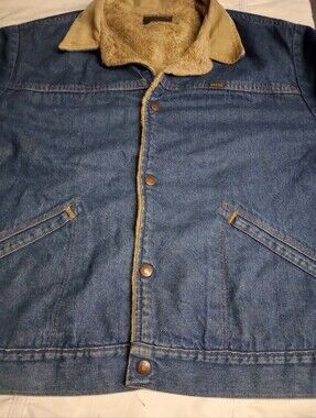 Maverick Men's Blue Denim Sherpa-Lined Jacket Size Large Vintage